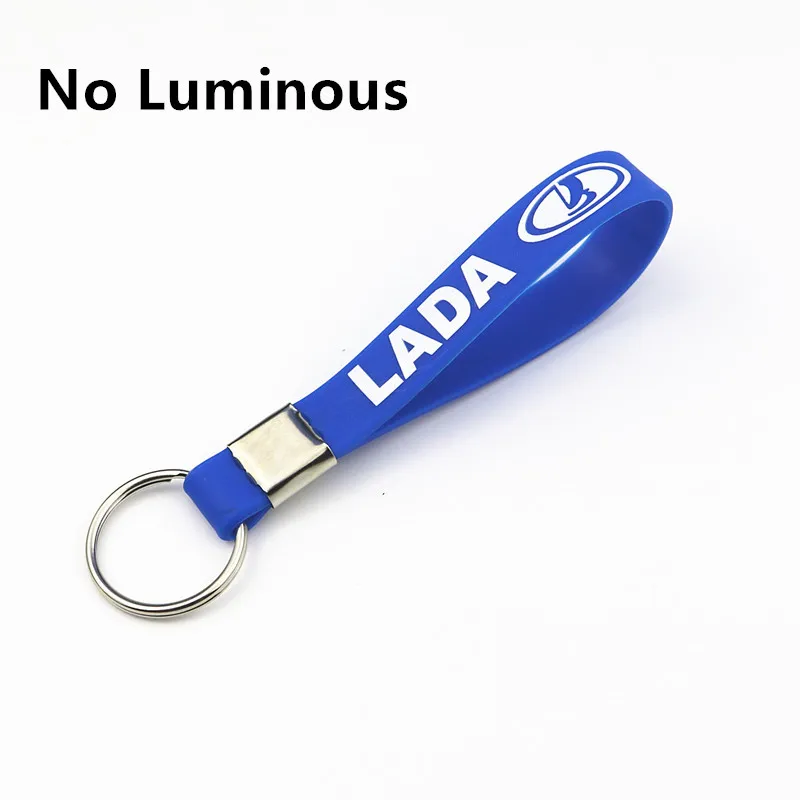Luminous Silicone Emblem Badge Car Key for Lada Niva Kalina Priora Granta Largus Vaz Samara Key Chain Ring Car Styling - Название цвета: for Lada Blue