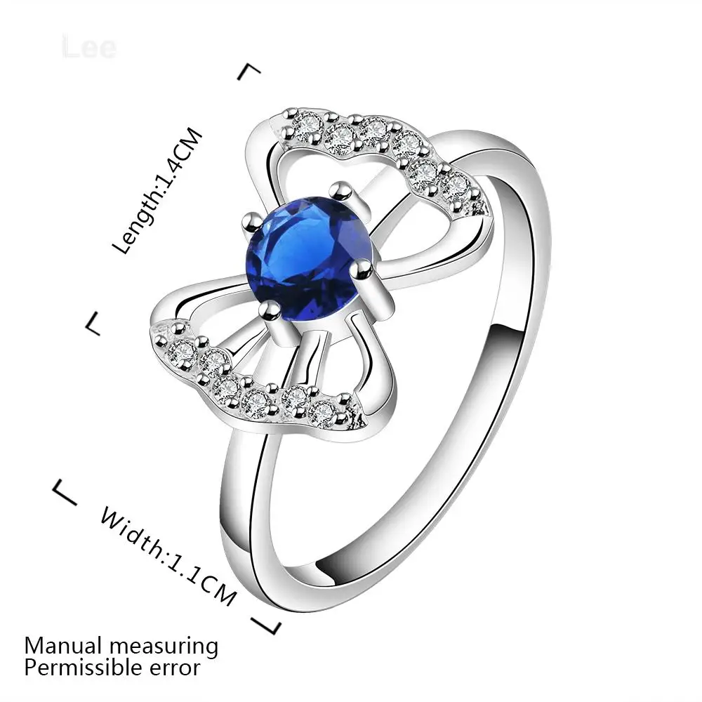 R533 8 925 Silver Cute Butturfly With Blue Zircon Ring New Design