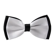 Мужской Атласный Белый и черный предварительно завязанный регулируемый галстук-бабочка