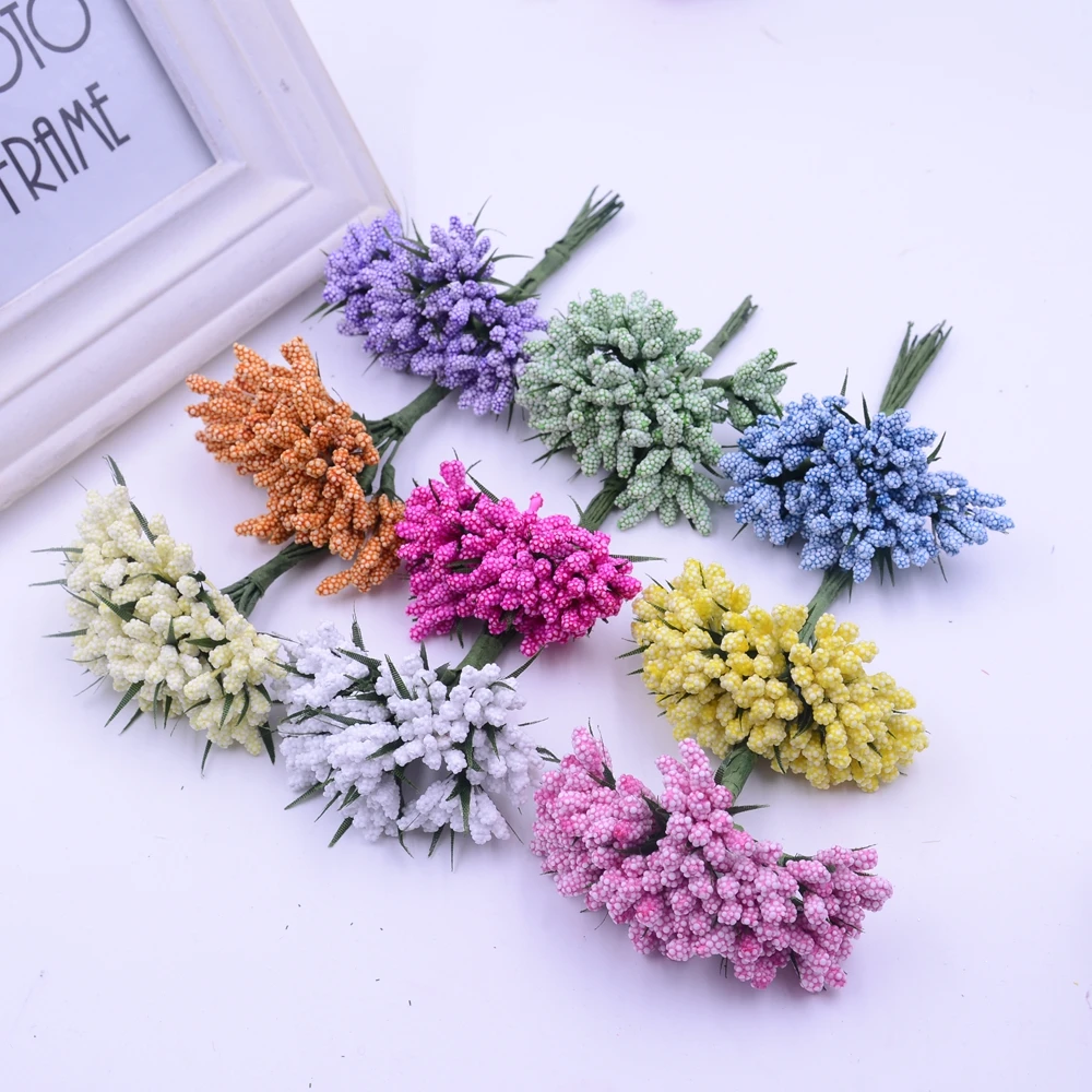

12pcs Beautiful Foam Stamens Artificial Flower Bouquet For Wedding Pistil Decoration DIY Wreath Gift Scrapbooking Craft Flower