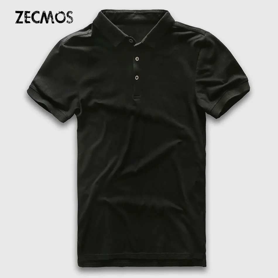 Tanie Koszulka Polo mężczyźni Slim Fit luksusowe Polo mężczyźni z krótkim rękawem stałe bawełniane biznes dorywczo mody koszulki marka lato Polo mężczyzna