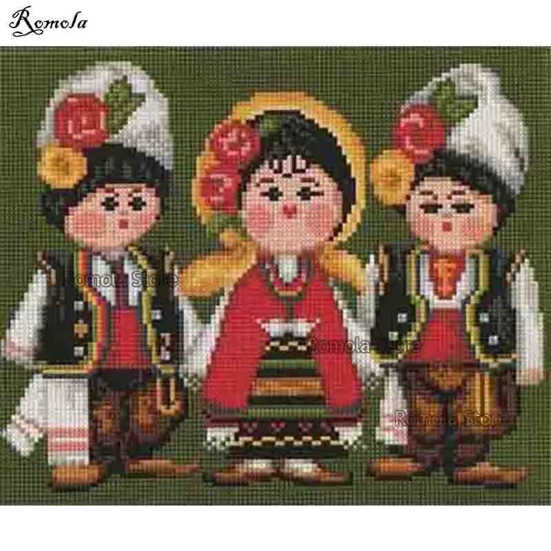 

Cartoon ethnic flower kid diamond paintings diamond embroidery 5D DIY full square / round wall sticker cross stitch gifts AE696