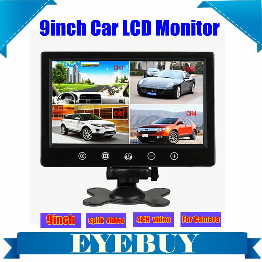 9 Inch touch Car Auto LCD Rear View Monitor Quad Video 4 Splitlter display bus headrest