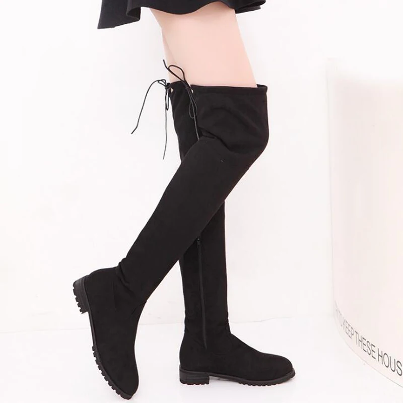 

Women high boots 2018 warm winter shoes fashion flock women boots non-slip over the knee boots plus size 34-43
