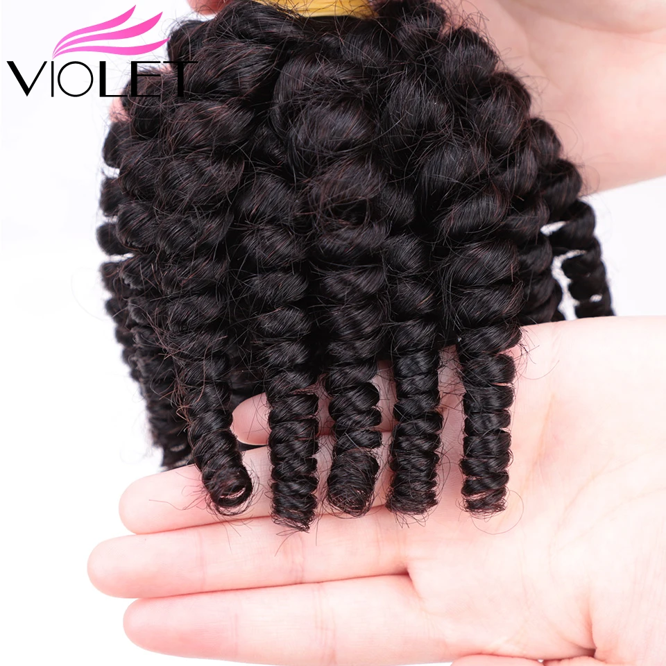 VIOLET Brazilian Bouncy Curly Human Hair Weaves 1/3/4 Bundles Funmi Hair Extensions Non Remy 100% Human Hair Bundles