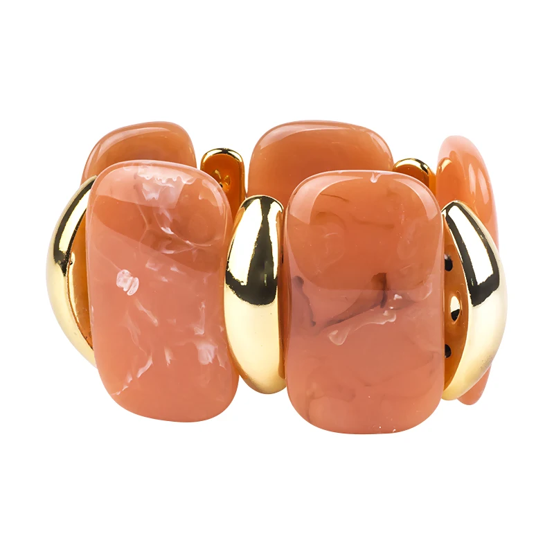 Classic Geometric Resin Cuff Fashion Bracelets Bangles for Women Stretch Acrylic Gold Metal Wide Bracelets Female Charm Jewelry (4)