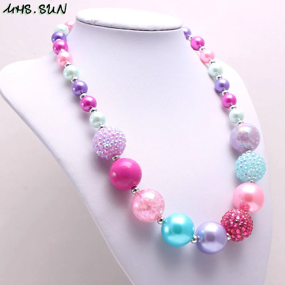 MHS.SUN New arrival child chunky beads necklace colorful girls bubblegum necklace handmade jewelry for kids toy gift 1pcs