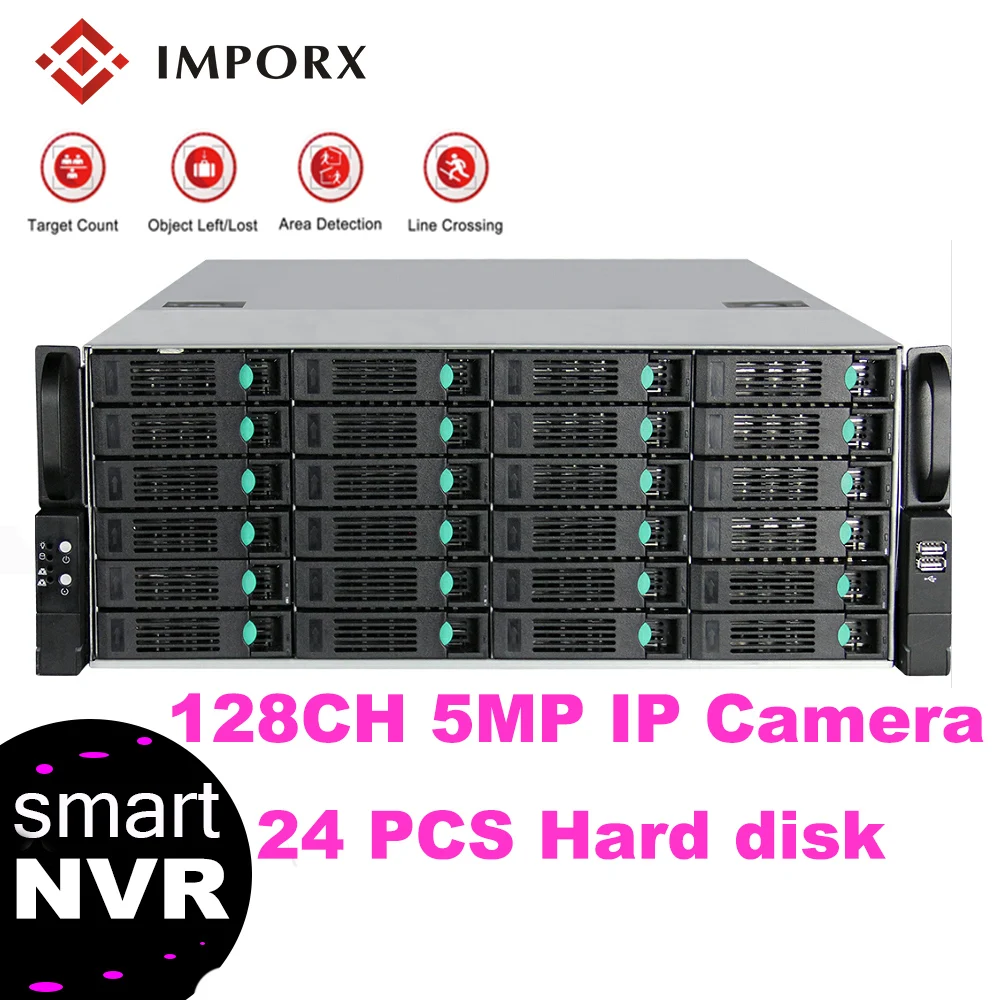 

IMPORX 5MP Super HD 128Ch 24PCS SATA PortHDD Up To 8TB NVR H.265+/ H.265/H.264 Security Network Video Recorder 4K HDMI NVR Onvif