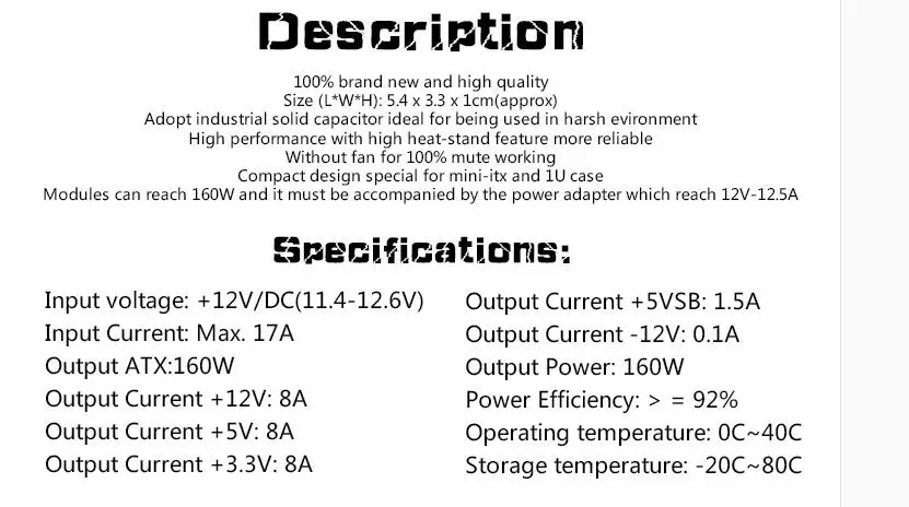 سيارة السيارات البسيطة itx psu pico dc atx pc التبديل dc atx امدادات الطاقة 12 فولت dc الإدخال 160 واط الناتج
