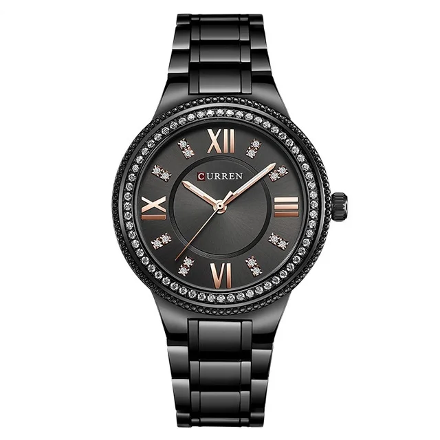 

CURREN Women's Watch Top Brand Luxury Ladies Business Casual Wristwatch Stainless Steel Rhinestone Fashion Clock Ladies Watch
