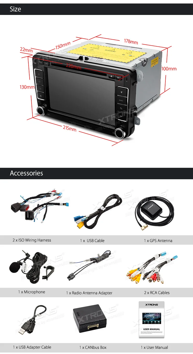 Clearance XTRONS 7" Android Head Unit Stereo Radio GPS Video Car DVD Player for Volkswagen Passat CC Eos Estate Sedan for Skoda for Seat 22