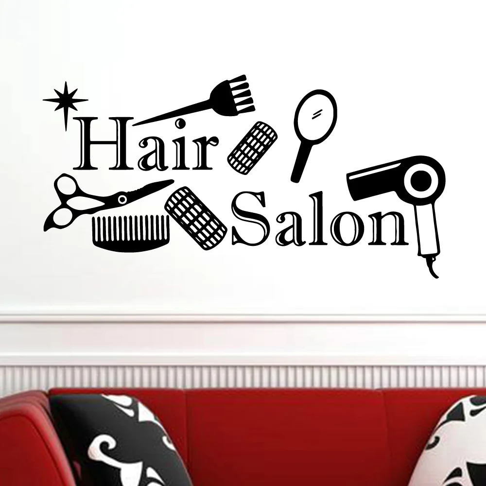 

Art Hair Salon Vinyl Wall Sticker Window Decor Stikers Barber's Shop Decoration Accessories Decal Creative Stickers