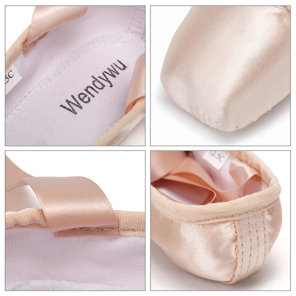 Brand High Quality Point Dance Shoes Girls Kids Ballet Children Beginner Practicing Dancing Shoes Soft Sole Satin Ballet Shoes