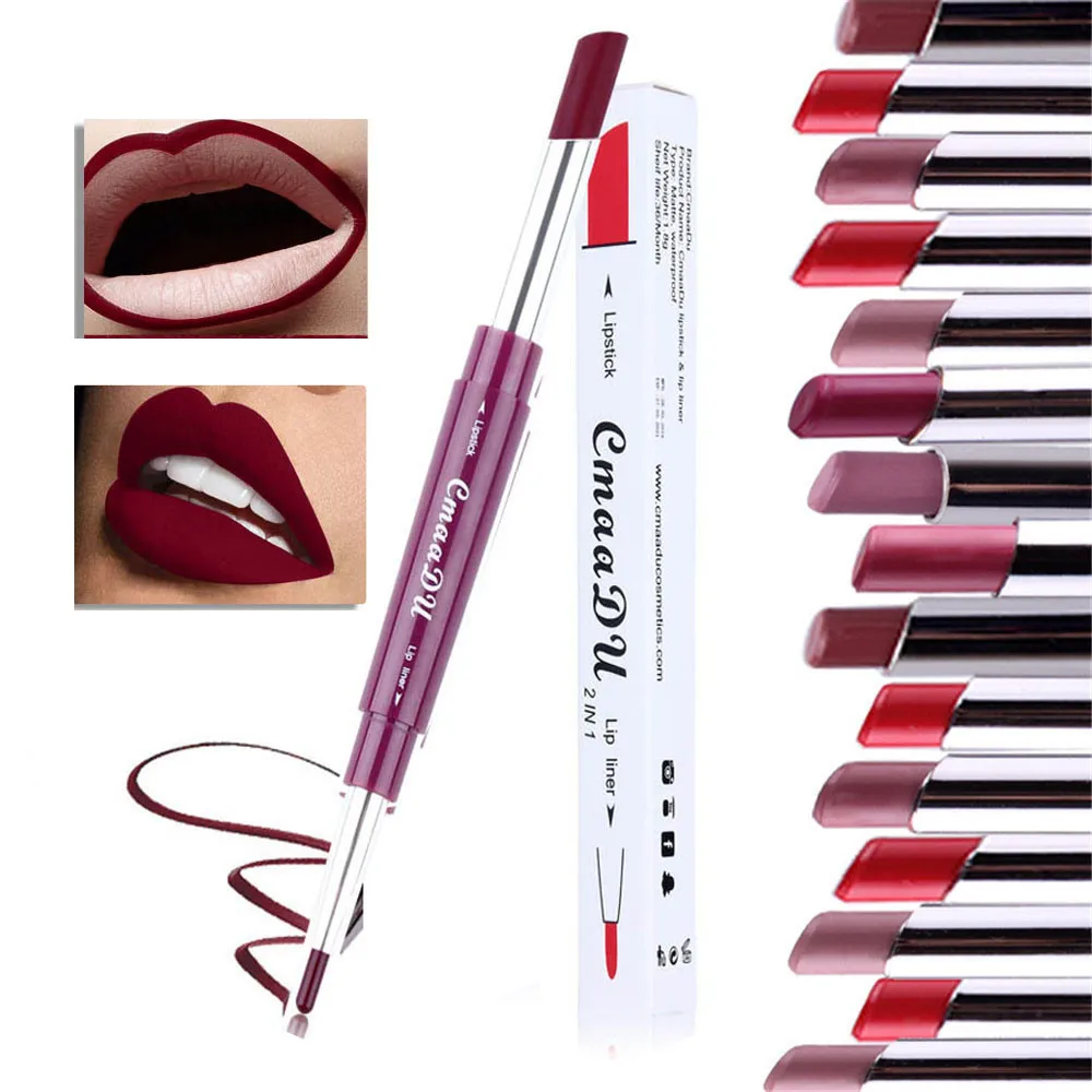 

1PCS Double Headed Lasting Lipliner Waterproof Lip Liner Stick Pencil Long Lasting Pigment Levre Rouge Women Lip Liner Pen