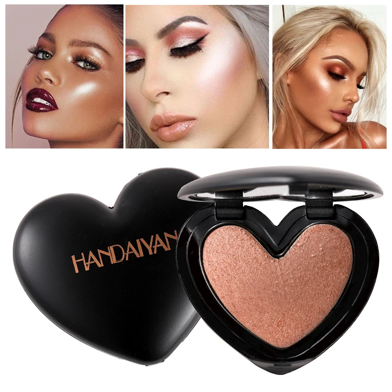 

HANDAIYAN Heart Shaped iluminador Bronzer Highlighter Blush Face Powder Brighten Cheek Nose Shining Makeup Palette Comestic