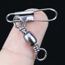 

50Pcs/Bag Stainless steel swivels Fishing Connector Pin Bearing Swivel with Snap Fishhook Lure Tackle Accessories