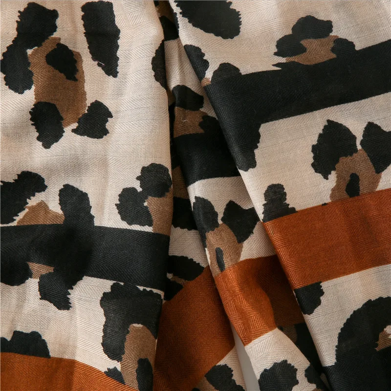 Осень Зима Сексуальная леопардовая полосатая бахрома шаль из вискозы шарф для женщин высокое качество шейный платок Foulards мусульманский хиджаб Sjaal