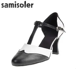 Samisoler/Новинка 2018 года туфли для латинских танцев Salsa Женская атласная мягкая подошва модные сандалии со стразами бальные