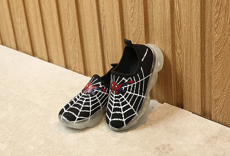 Детские лоферы; детская обувь для девочек и мальчиков; детский ночник; флуоресцентные кроссовки из дышащего сетчатого материала; детская обувь с человеком-пауком