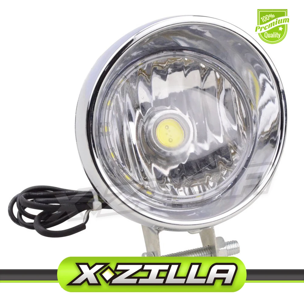 Chrome Motorcycle Headlight Head Lamp With Integrated Indicator Backup