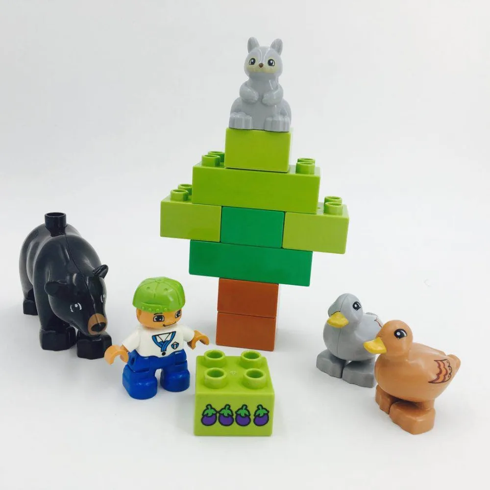 

Accessories Building Blocks Tree Duck Bear Figure Diy Play Bricks Compatible with L Brand Duploed Parts Toys For Baby Kids