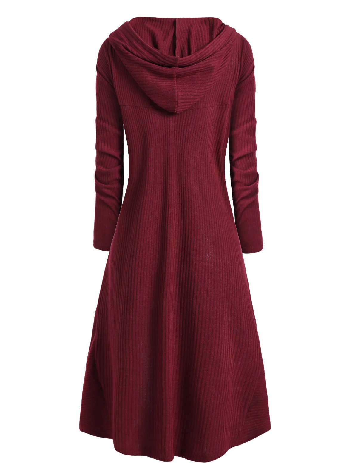 Rosegal Drawstring размера плюс с капюшоном ребристый свитер Женский Повседневный длинный рукав высокий низкий женский свитер-пуловер Джемперы Pull Femme