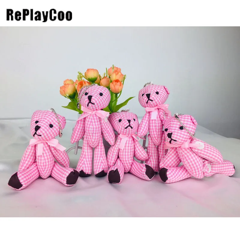 

5pcs/lot Kawaii Small Teddy Bears With Bow Stuffed Plush 12CM Toy Teddy-Bear Mini Bear Ted Bears Plush Toys Wedding Gifts DWJ041