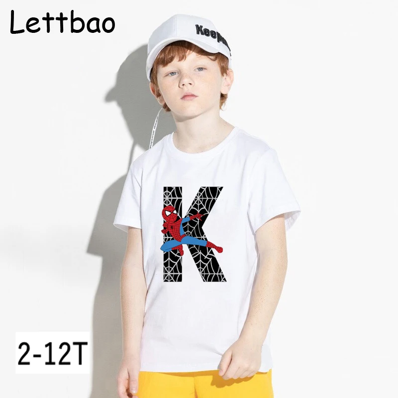 A-Z Детская футболка с принтом супергероя летняя мягкая хлопковая Футболка для мальчиков футболка с человеком-пауком для детей, Рождественская рубашка для мальчиков