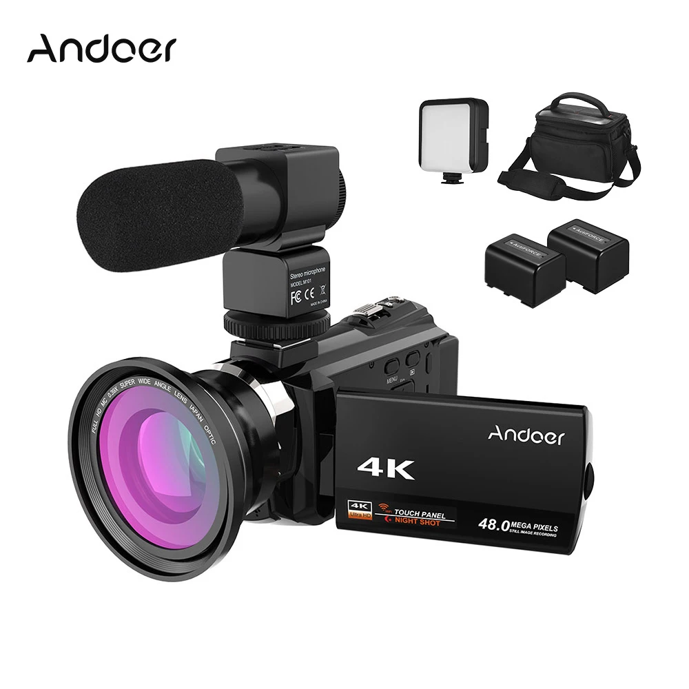 Andoer 4K 1080P 48MP цифровая камера с Wi-Fi для видео Камера ИК ночного видения 16X цифровой зум 3 дюймов емкостный сенсорный экран
