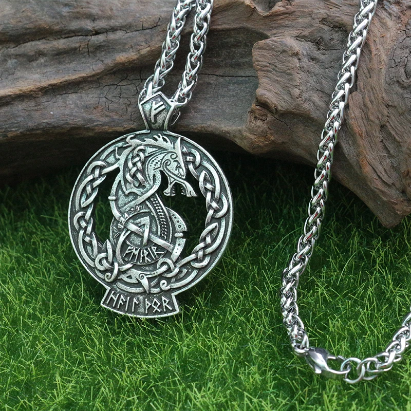 

lanseis 10pcs Fenrir Wolf Tyr Odin Viking Valhalla pendant Norse Pagan Gods jewelry Celt Rune men necklace pendant