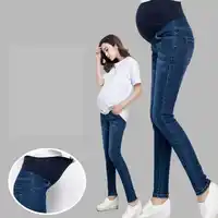ผ้าฝ้าย 100% กางเกงยีนส์ฤดูใบไม้ผลิฤดูใบไม้ร่วงการตั้งครรภ์ Belly Elastic บางกางเกงยีนส์กางเกงสำหรับหญิงตั้งครรภ์ Plus ขนาด L-5XL