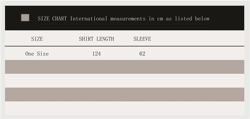 Muslim Arab Women Size Chart