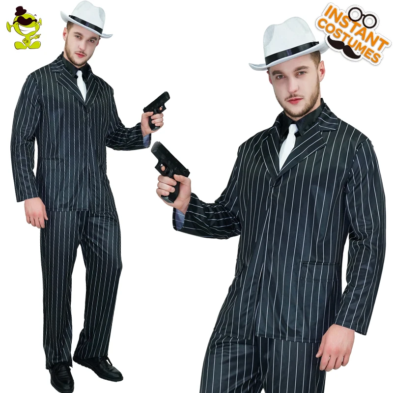 

Deluxe Men's Gangster Costume Cosplay Carnival Party Slim Fit Outfit Movie Star Handsome Man Cosplay Gangster Costumes
