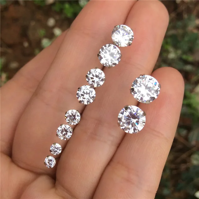 Echt 925 Sterling Zilveren Ronde Zirconia Stud Oorbellen Voor Womens Echt 925 Sterling Zilveren Ronde Zirconia Stud Oorbellen Voor Womens Cz Clear Stones Mens Kleine Tiny