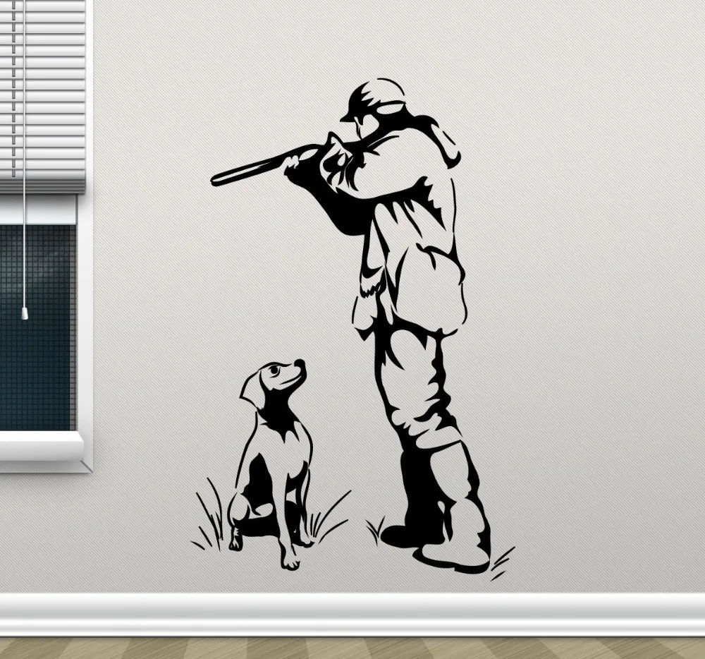 Us 16 82 35 Off Hunter Wall Decal Duck Hunting Shotgun Wild Bird Hunting Wall Sticker Hunting Dog Vinyl Sticker Living Room Home Decor In Wall