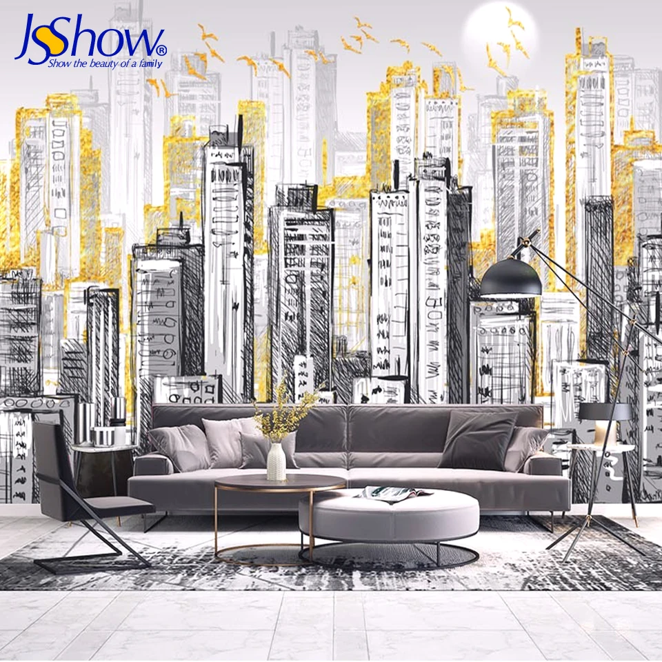 

Jsshow custom 3dwallpaper nordic city modern minimalism living room decoration photo wallpaper mural wallpaper bedroom wallpaper