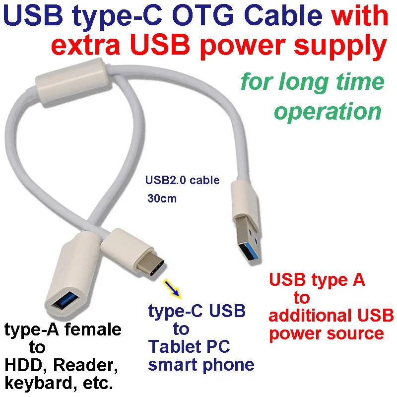 Кабель USB 3 1 Type C OTG с внешней зарядкой дополнительным зарядным устройством etra для