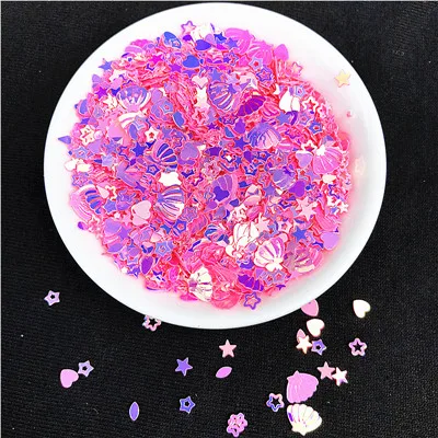10 г/упак. смесь блестящих блесток Звезда Сердце в форме раковины ПВХ свободные блестки пайетки дизайн ногтей кристалл почвы ремесло, свадебные конфетти - Цвет: Pink Color