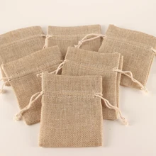 Мешковина ткань любимые пакеты шнурок мешок свадебный подарок ювелирные сумки 9x12 см