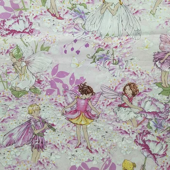 

Charming Pink Flower Fairy Fabric Cotton Fabric Flower Fairy Printed Sewing material Quilting Home Cloth DIY Girl Dress Fbric