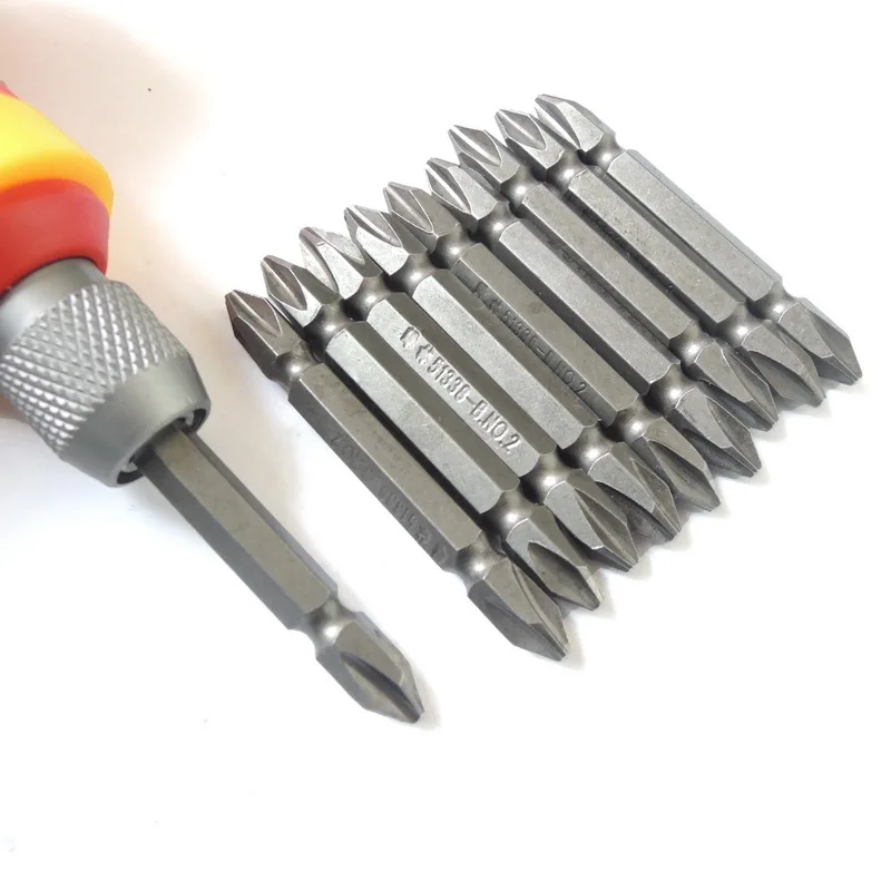NEWACALOX 10PCS PH2 Electric Double Head Screwdriver Bit Set Bits Hex Shank Alloy Steel