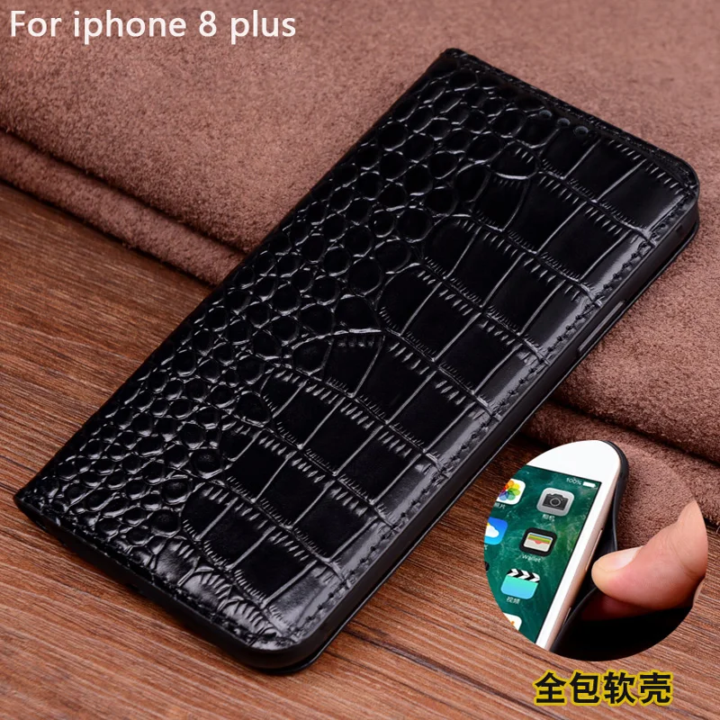 

For iphone 8 plus Case cover Luxury Genuine Leather flip Back Cover For iphone8 plus case back shell For iphone 8plus