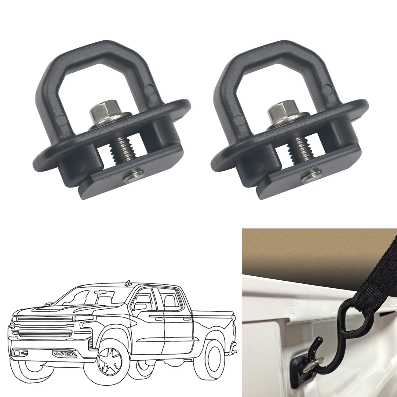 WISENGEAR Крепежное кольцо с крюком якорем для грузовика кровати бокового крепления