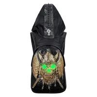 Большой Вместительный мужской рюкзак с изображением Льва в готическом стиле, кожаная 3D сумка на плечо с капюшоном, рюкзак для путешествий