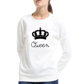 

Women Hoodies Sweatshirt Queen Crown Printed Long Sleeve Tracksuit Hoodie Women Tops Autumn Winter Harajuku Streetwear Pullover