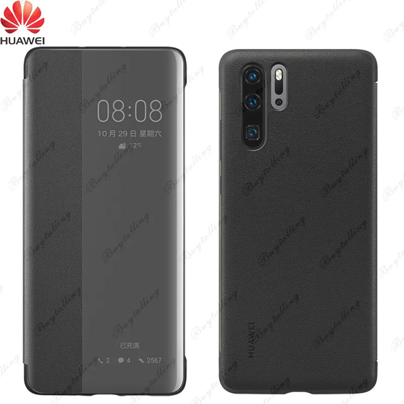 

100% Official Original Huawei P30 Pro Case Wake up/Sleep Plating Mirror Window Flip Cover for Huawei P30 Case Smart View Case