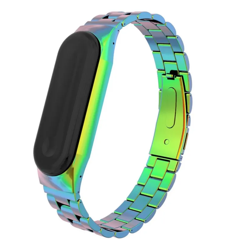 Цветной металлический ремешок для Mi Band 3 браслет Xiaomi из нержавеющей стали