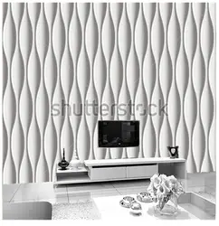 Пользовательские 3 D стеновые панели бумага, современный Белый Волнистые дизайн используется в гостиная спальня ТВ стены виниловые бумаги