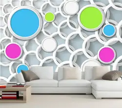 На заказ большие фрески papel де parede, 3D круг видеостена телевизор фоне диван стены спальне фото фреска обои