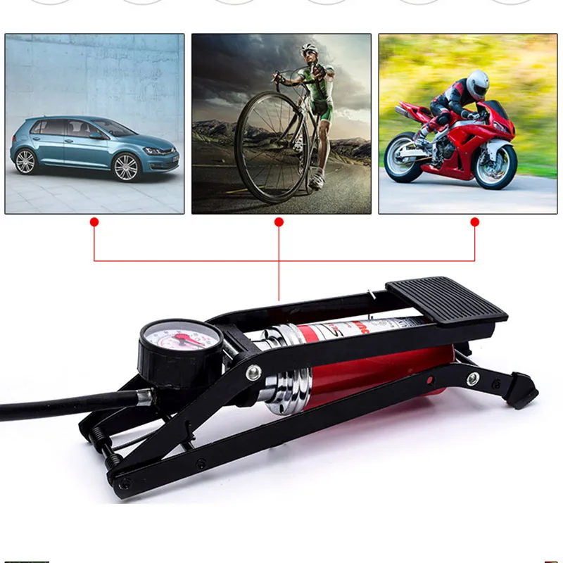 

Universal Bicycle MTB Bike Aluminum alloy Foot Air Pump Portable High-Pressure Steel No-Slip Pump For Bicycle Car Tire Bicicleta